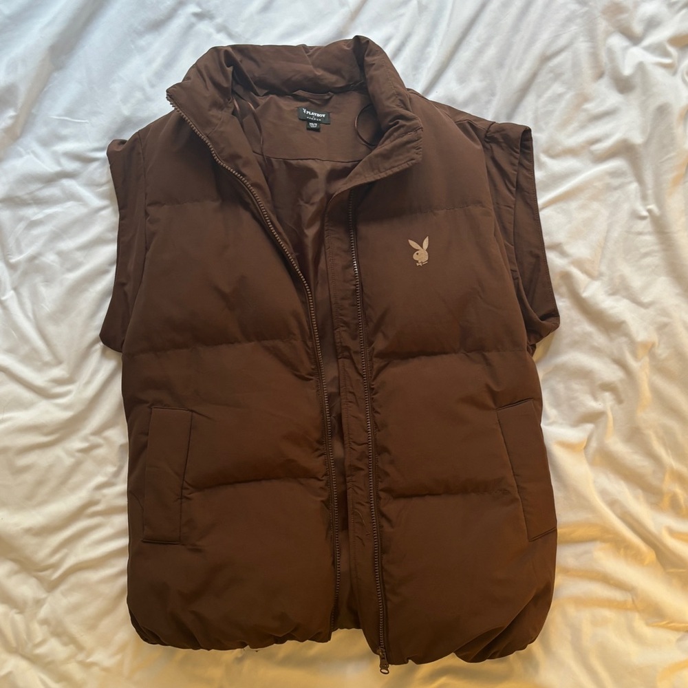 Brown Playboy Puffer Vest